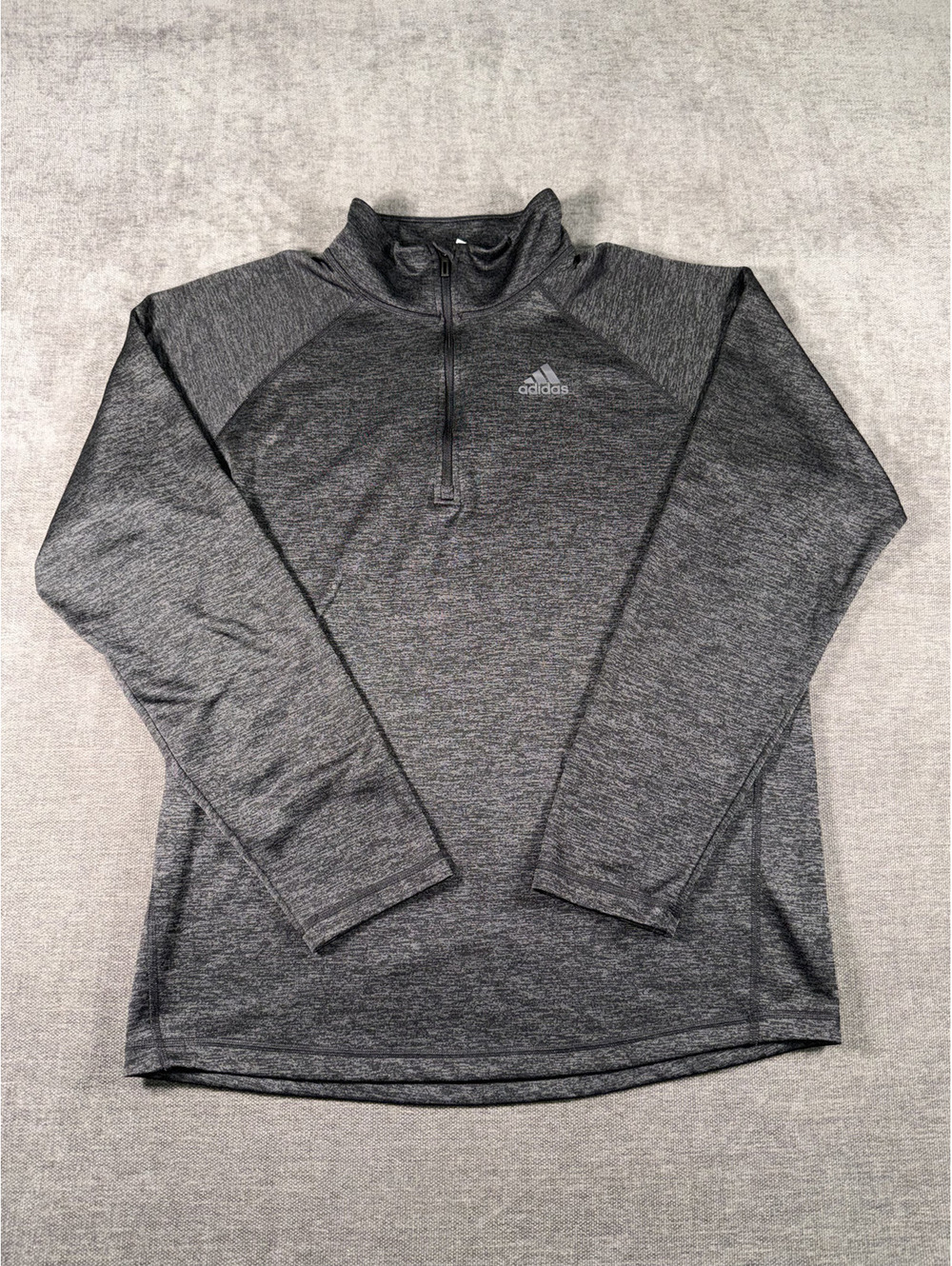 Adidas Men's Gray Long Sleeve Half-Zip Pullover Sweatshirt Size L